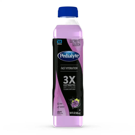 Pedialyte Electrolyte Solution, Grape, Hydration Drink, 1 bottle, half liter each