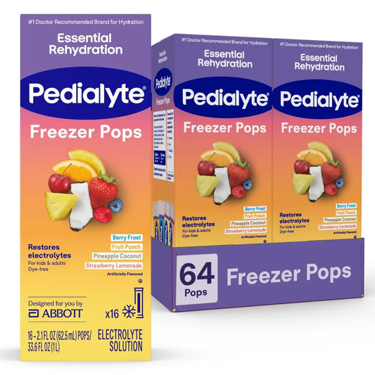 Pedialyte Electrolyte Solution Freezer Pops, Hydration Variety Pack-64ct