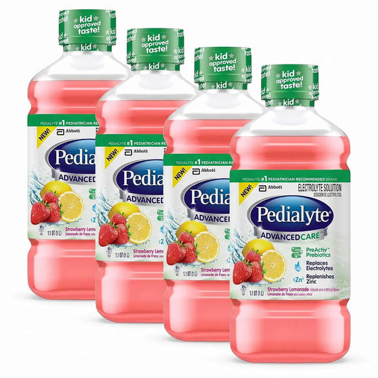 Pedialyte AdvancedCare Electrolyte Solution, Quickly Replaces Fluids, Zinc, and Electrolytes to Prevent Dehydration, Plus Prebiotics to Help Promote Digestive Health, 1 Liter, Strawberry Lemonade