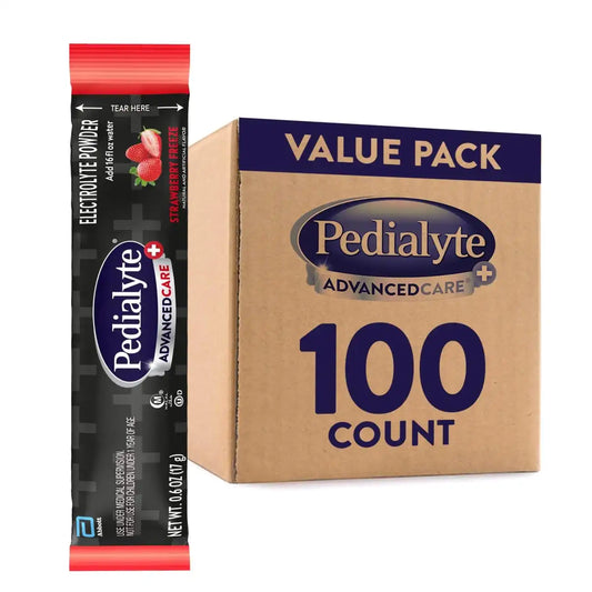 Pedialyte AdvancedCare Plus Electrolyte Powder, Strawberry Freeze-100ct