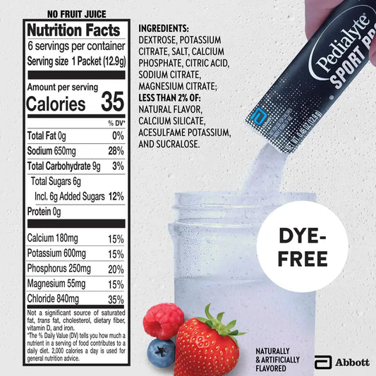 Pedialyte Sport Pro Electrolyte Powder | 6 Key Electrolytes for Muscle Support | Fast Hydration for Before, During, & After Exercise | Mixed Berry, 36 Powder Packets