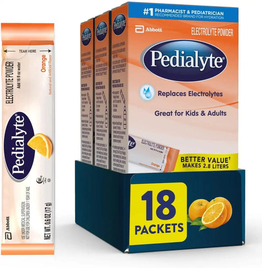 Pedialyte Electrolyte Powder Packets, On-the-Go Hydration Pack-18ct