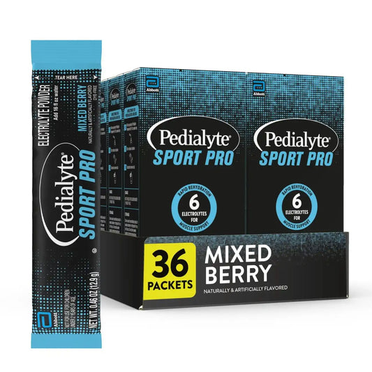 Pedialyte Sport Pro Electrolyte Powder | 6 Key Electrolytes for Muscle Support | Fast Hydration for Before, During, & After Exercise | Mixed Berry, 36 Powder Packets