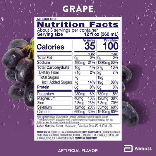 Pedialyte with Immune Support Electrolyte Solution, Hydration Drink with Zinc, Selenium, and Magnesium, Grape, 1 Liter, Pack of 4
