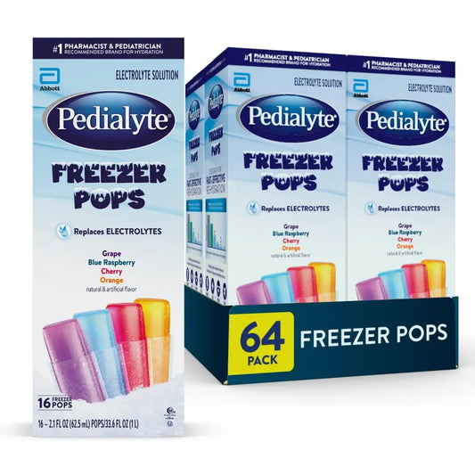 Pedialyte Electrolyte Solution Freezer Pops, Hydration Variety Pack-64ct