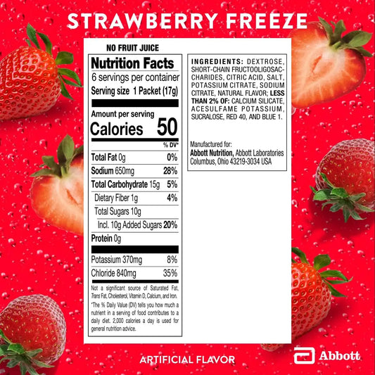 Pedialyte AdvancedCare Plus Electrolyte Powder, Strawberry Freeze-100ct