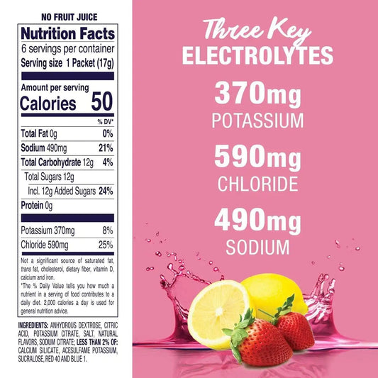 Pedialyte Electrolyte Powder Packets, On-the-Go Hydration Pack-18ct