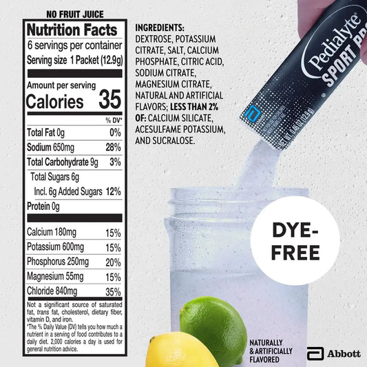 Pedialyte Sport Pro Electrolyte Powder | 6 Key Electrolytes for Muscle Support | Fast Hydration for Before, During, & After Exercise | Lemon Lime, 36 Powder Packets
