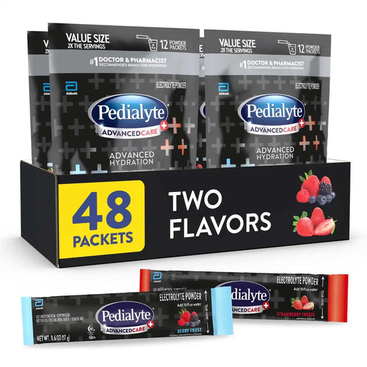 Pedialyte AdvancedCare Plus Electrolyte Powder Packets, Variety Pack-48ct