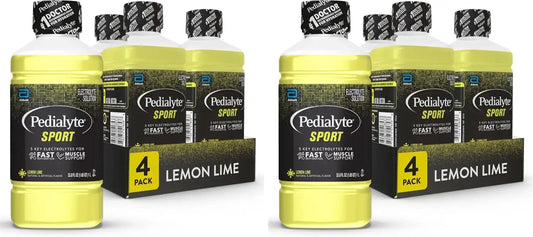 Pedialyte Sport Electrolyte Drink,Fast Hydration with 5 Key Electrolytes for Muscle Support Before,During,& After Exercise,Lemon Lime,1 Liter,(Pack of 8)
